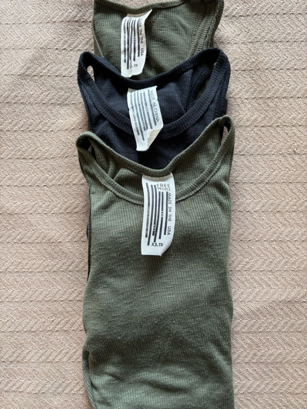 Free People Ribbed Tank Tops in Olive and Black - Knot Front - Picture 10 of 13